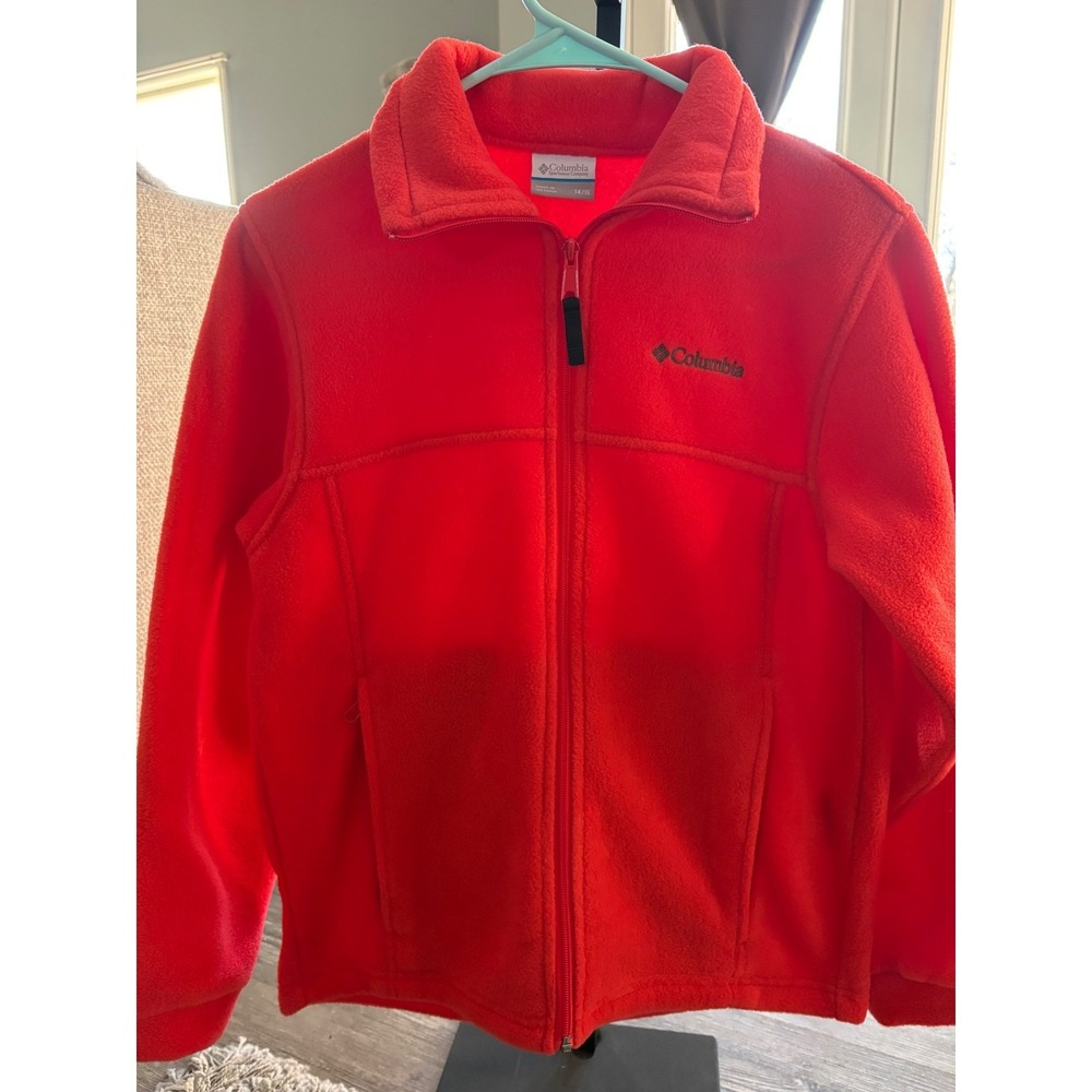 Columbia Fleece Jacket Red Full Zip Youth Girls 14‎ 16 Outdoor Adventure